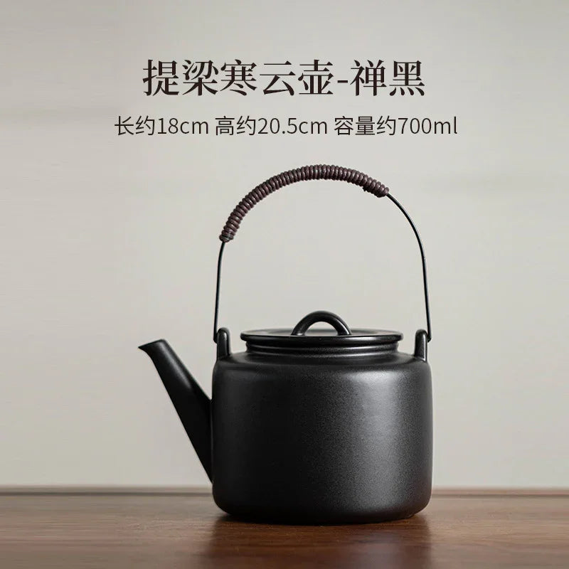Retro Ceramic Direct Fire Teapot [Tiliang Han Yun Pot] 700ml - YIQIN TEA HOUSE | yiqinteahouse.com | ceramic teapot, direct fire, teapot, teaware