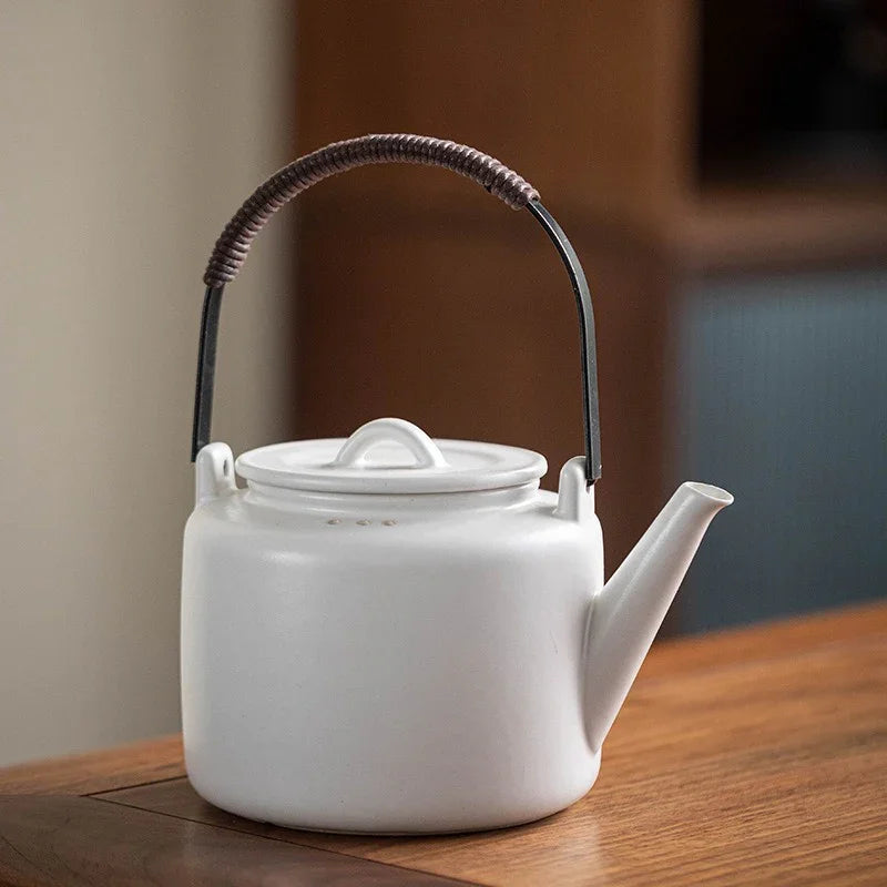 Retro Ceramic Direct Fire Teapot [Tiliang Han Yun Pot] 700ml - YIQIN TEA HOUSE | yiqinteahouse.com | ceramic teapot, direct fire, teapot, teaware