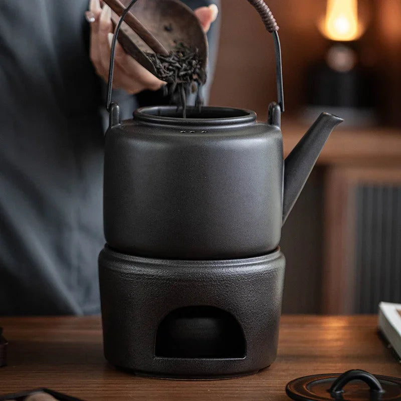 Retro Ceramic Direct Fire Teapot [Tiliang Han Yun Pot] 700ml - YIQIN TEA HOUSE | yiqinteahouse.com | ceramic teapot, direct fire, teapot, teaware