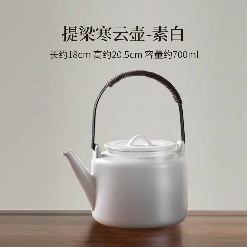 Retro Ceramic Direct Fire Teapot [Tiliang Han Yun Pot] 700ml - YIQIN TEA HOUSE | yiqinteahouse.com | ceramic teapot, direct fire, teapot, teaware