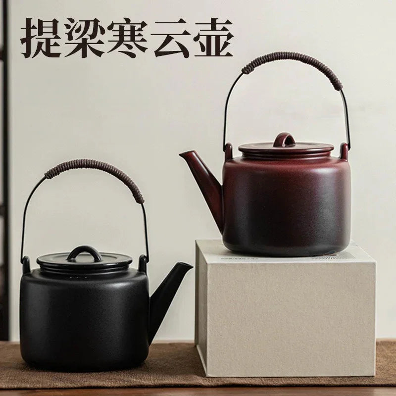 Retro Ceramic Direct Fire Teapot [Tiliang Han Yun Pot] 700ml