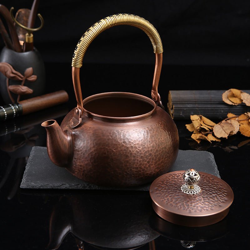 Retro Copper [Flat Hammer Pattern] Kettle 1.2L - YIQIN TEA HOUSE | yiqinteahouse.com | kettle, teaware