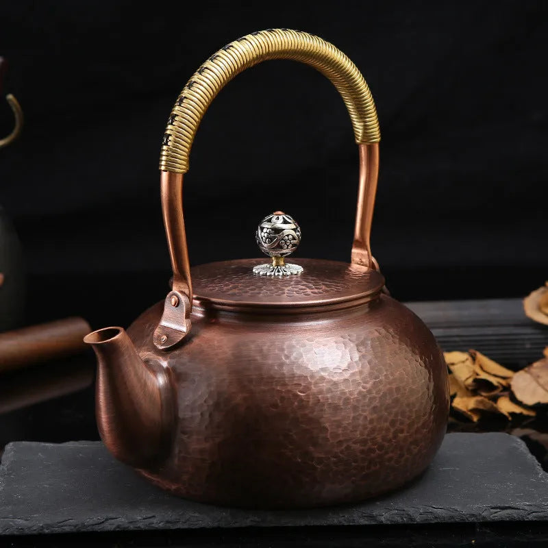 Retro Copper [Flat Hammer Pattern] Kettle 1.2L - YIQIN TEA HOUSE | yiqinteahouse.com | kettle, teaware