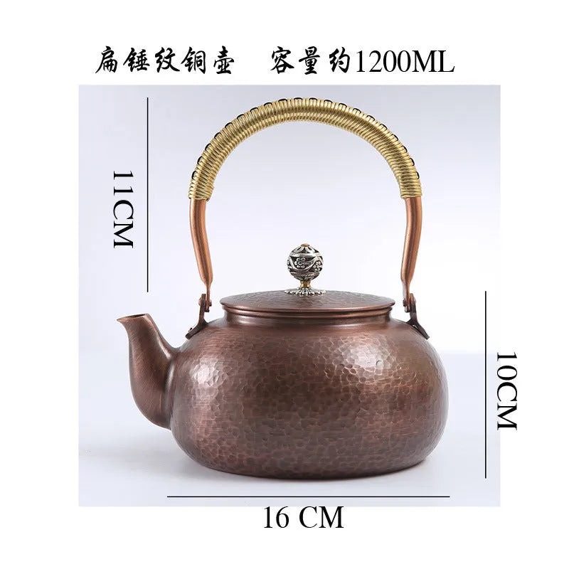 Retro Copper [Flat Hammer Pattern] Kettle 1.2L - YIQIN TEA HOUSE | yiqinteahouse.com | kettle, teaware