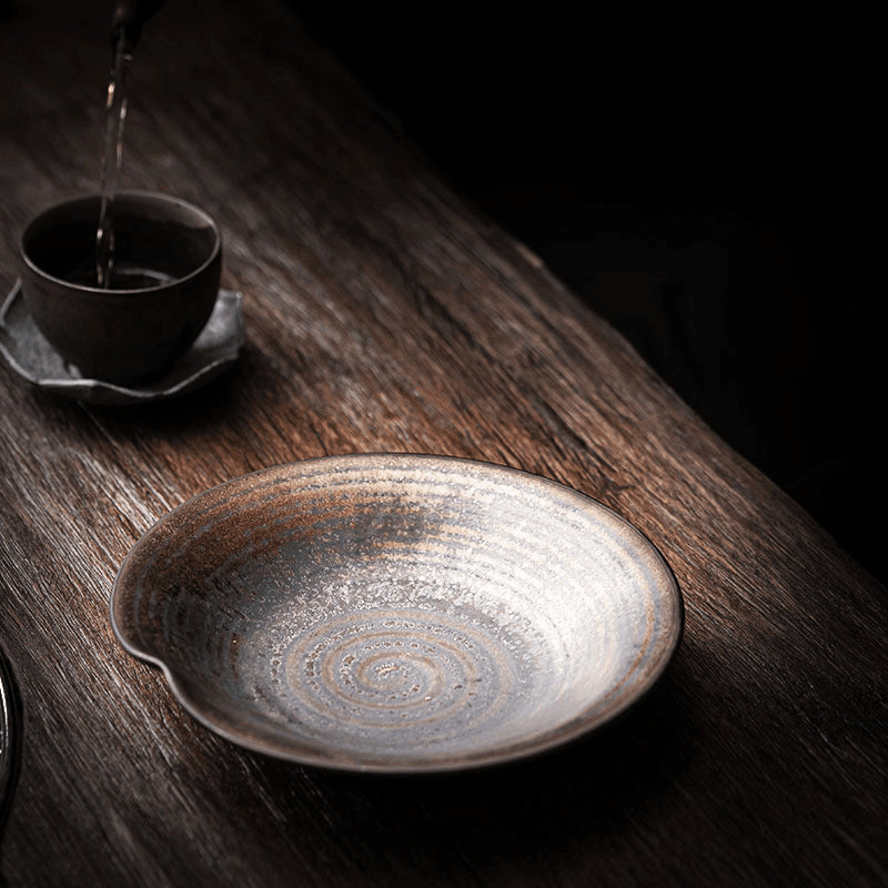 Retro Gilded Ceramic Tea Tray - YIQIN TEA HOUSE | yiqinteahouse.com | retro gilded, tea tray, teaware