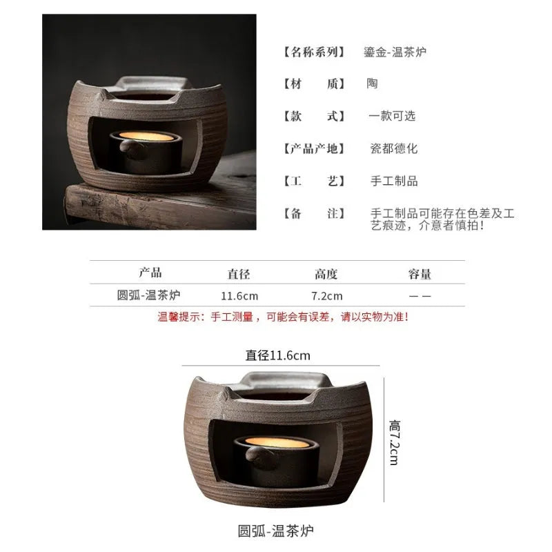 Retro Gilded Coarse Ceramic Candle Burner Tea Warmer [Drum] - YIQIN TEA HOUSE | yiqinteahouse.com | candle burner, retro gilded, tea stove, teaware