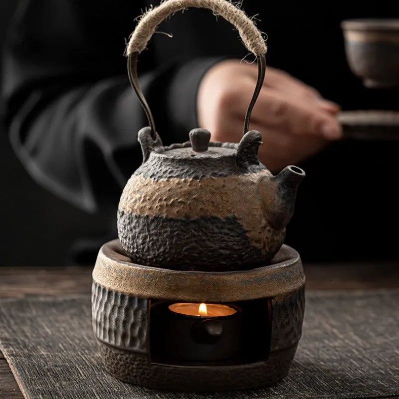 Retro Gilded Coarse Ceramic Candle Burner Tea Warmer [Hammer Pattern] - YIQIN TEA HOUSE | yiqinteahouse.com | candle burner, retro gilded, tea stove, teaware