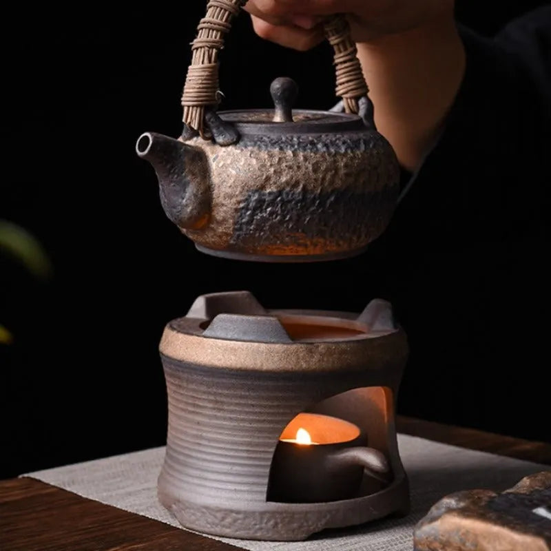 Retro Gilded Coarse Ceramic Candle Burner Tea Warmer [Whorl] - YIQIN TEA HOUSE | yiqinteahouse.com | candle burner, retro gilded, tea stove, teaware