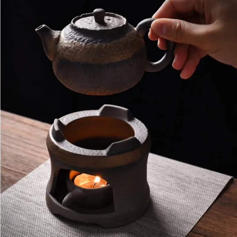 Retro Gilded Coarse Ceramic Candle Burner Tea Warmer [Whorl] - YIQIN TEA HOUSE | yiqinteahouse.com | candle burner, retro gilded, tea stove, teaware