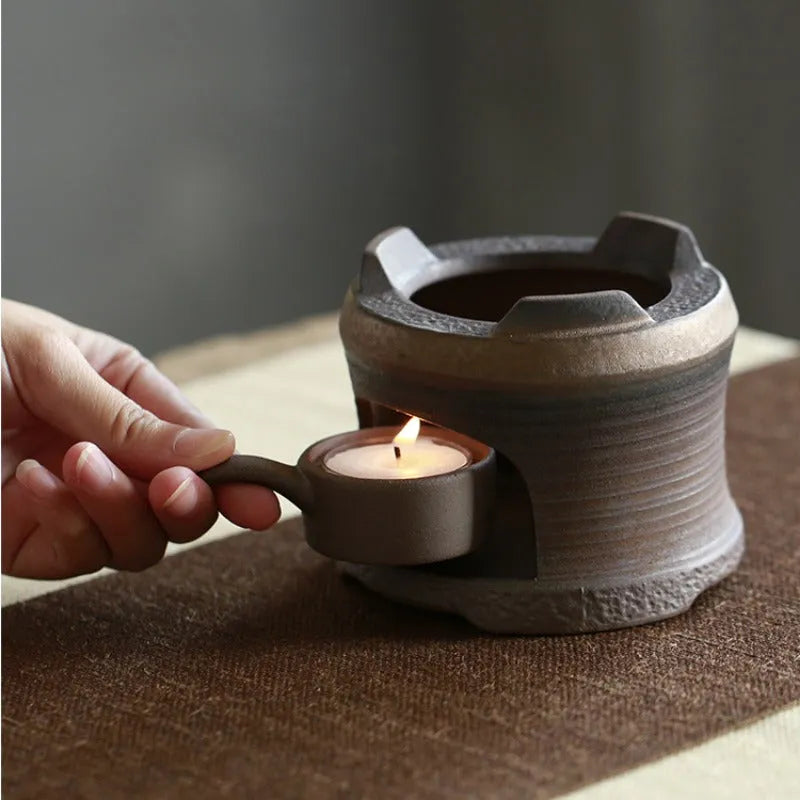 Retro Gilded Coarse Ceramic Candle Burner Tea Warmer [Whorl] - YIQIN TEA HOUSE | yiqinteahouse.com | candle burner, retro gilded, tea stove, teaware