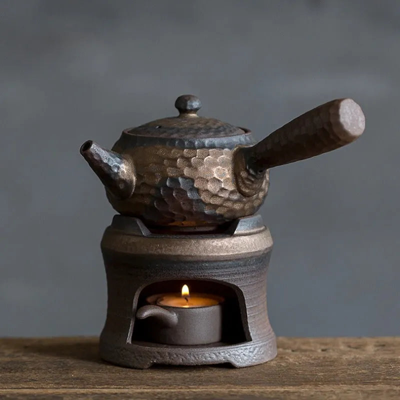 Retro Gilded Coarse Ceramic Candle Burner Tea Warmer [Whorl] - YIQIN TEA HOUSE | yiqinteahouse.com | candle burner, retro gilded, tea stove, teaware