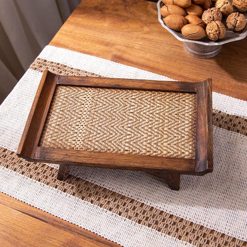 Dulang Teh Anyaman Kayu Pejal Retro [Desa]
