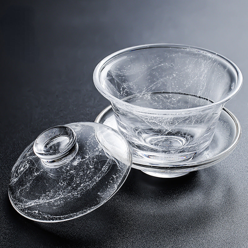 Snowflake Crystal Glass Tea Cup / Fair Cup / Gaiwan / Full Set - YIQIN TEA HOUSE | yiqinteahouse.com | tea cup, teaware