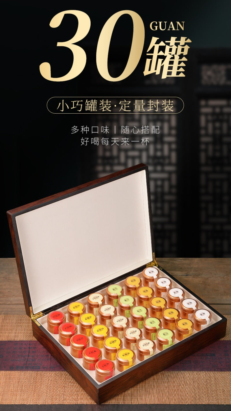 Wuyi Yan Cha [Narcissus / Rougui / Qilan / Da Hong Pao | Jin Jun Mei / Lapsang Souchong] Small Cannd Gift Box Set 250g - YIQIN TEA HOUSE | yiqinteahouse.com | black tea, da hong pao, gift, jin jun mei, laysang souchong, oolong tea, tea, wuri rougui, wuyi narcissus, wuyi qilan