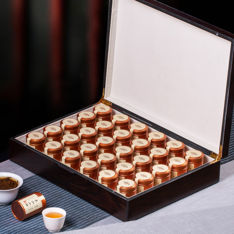 Wuyi Yan Cha [Narcissus / Rougui / Qilan / Da Hong Pao | Jin Jun Mei / Lapsang Souchong] Small Cannd Gift Box Set 250g - YIQIN TEA HOUSE | yiqinteahouse.com | black tea, da hong pao, gift, jin jun mei, laysang souchong, oolong tea, tea, wuri rougui, wuyi narcissus, wuyi qilan