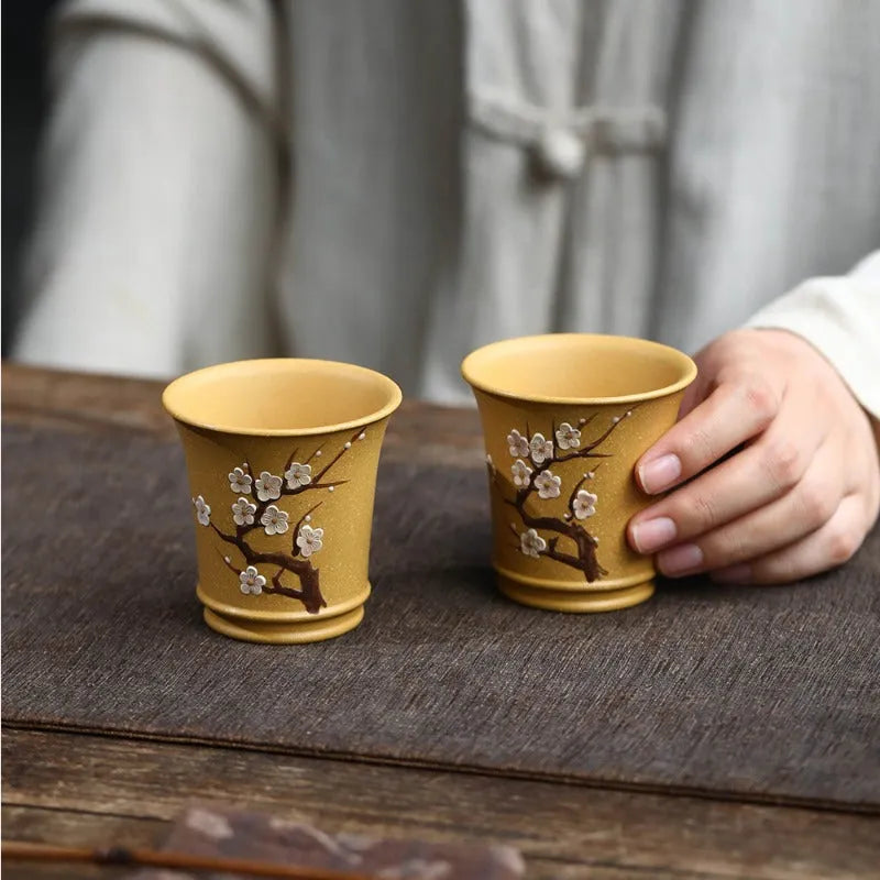 Yixing Zisha Master Tea Cup [Plum Blossom] 100ml (Color Change by Temperature) - YIQIN TEA HOUSE | yiqinteahouse.com | tea cup, teaware