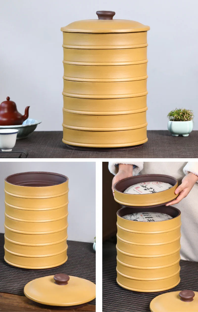 Yixing Zisha Tea Cake Caddy [Simple] Stackable