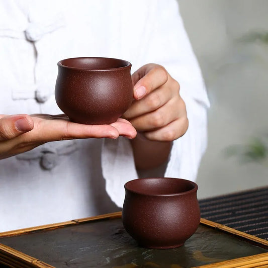 Yixing Zisha Tea Cup [Gao Pan] Di Cao Qing 110ml - YIQIN TEA HOUSE | yiqinteahouse.com | tea cup, teaware