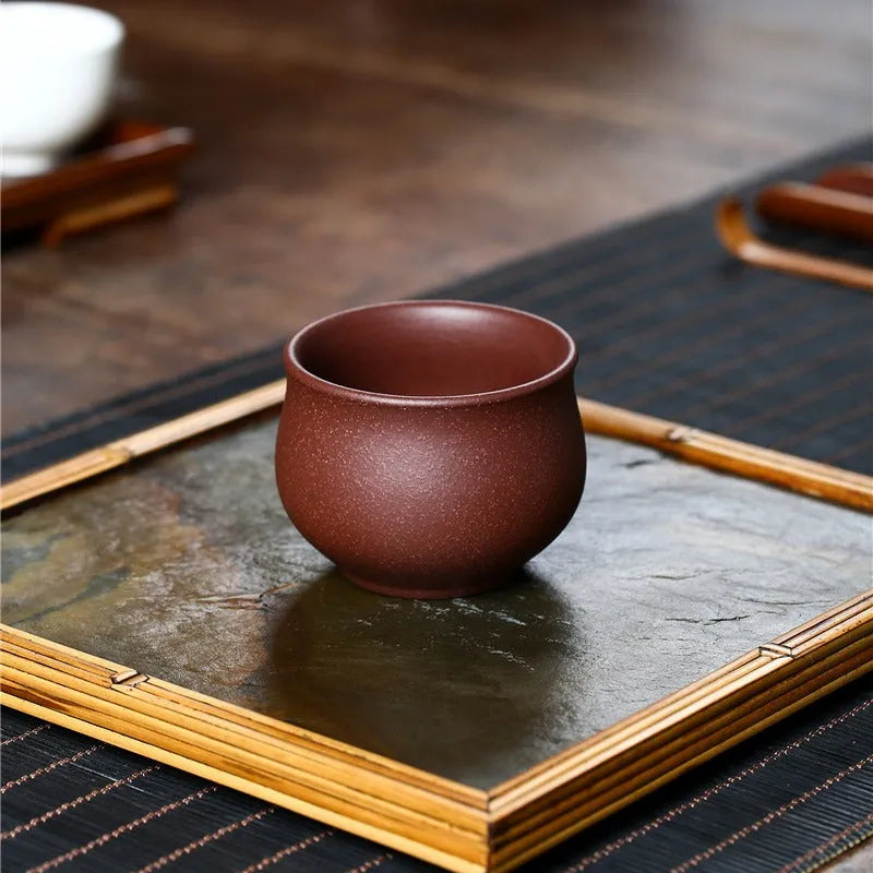 Yixing Zisha Tea Cup [Gao Pan] Di Cao Qing 110ml - YIQIN TEA HOUSE | yiqinteahouse.com | tea cup, teaware