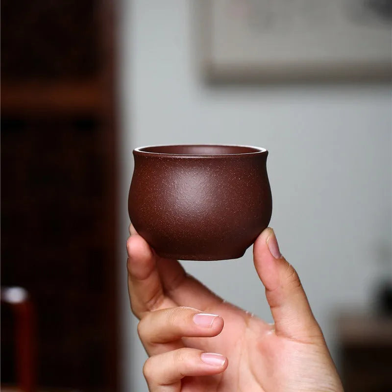 Yixing Zisha Tea Cup [Gao Pan] Di Cao Qing 110ml - YIQIN TEA HOUSE | yiqinteahouse.com | tea cup, teaware