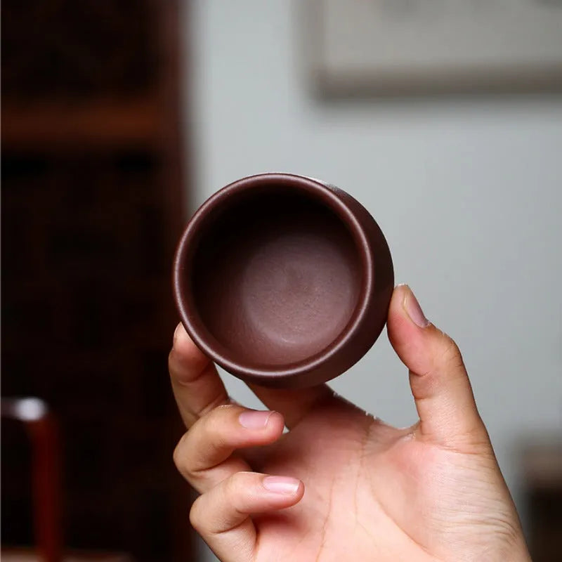 Yixing Zisha Tea Cup [Gao Pan] Di Cao Qing 110ml - YIQIN TEA HOUSE | yiqinteahouse.com | tea cup, teaware