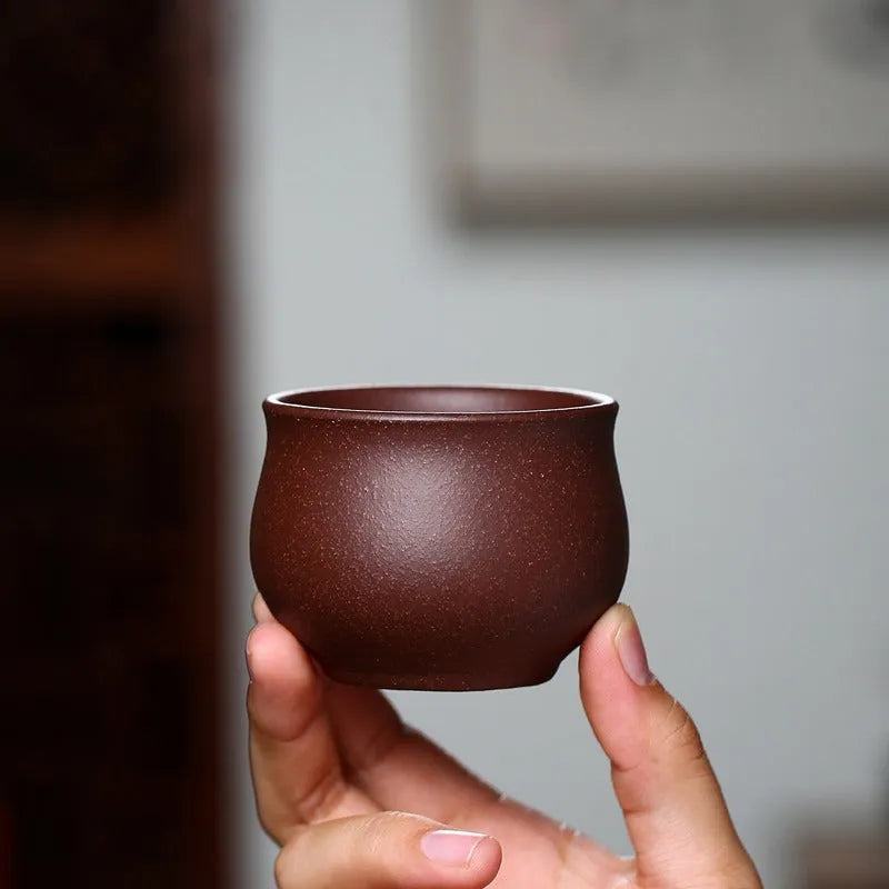 Yixing Zisha Tea Cup [Gao Pan] Di Cao Qing 110ml - YIQIN TEA HOUSE | yiqinteahouse.com | tea cup, teaware