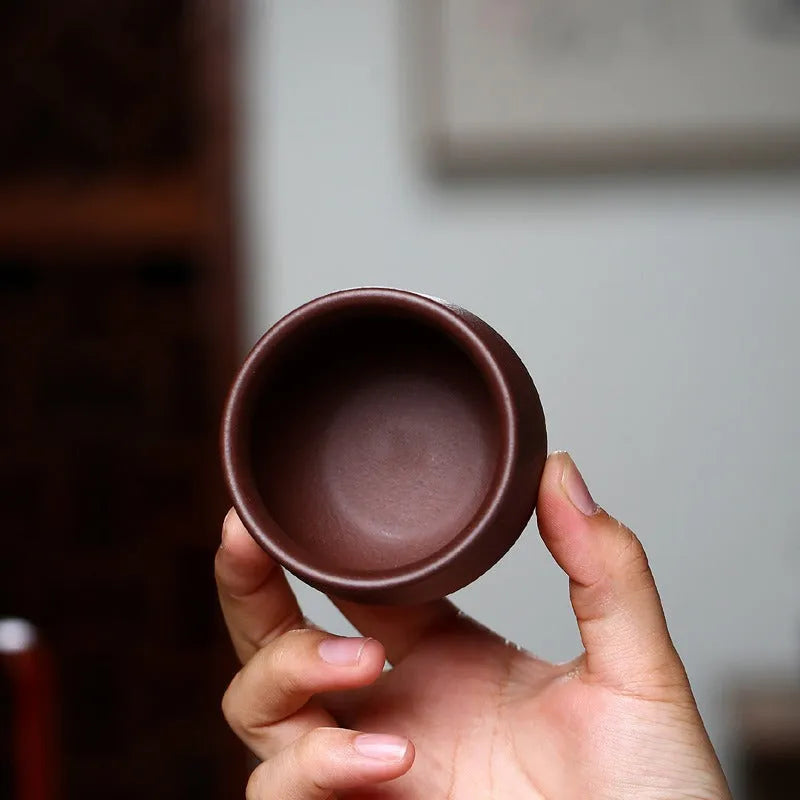 Yixing Zisha Tea Cup [Gao Pan] Di Cao Qing 110ml - YIQIN TEA HOUSE | yiqinteahouse.com | tea cup, teaware