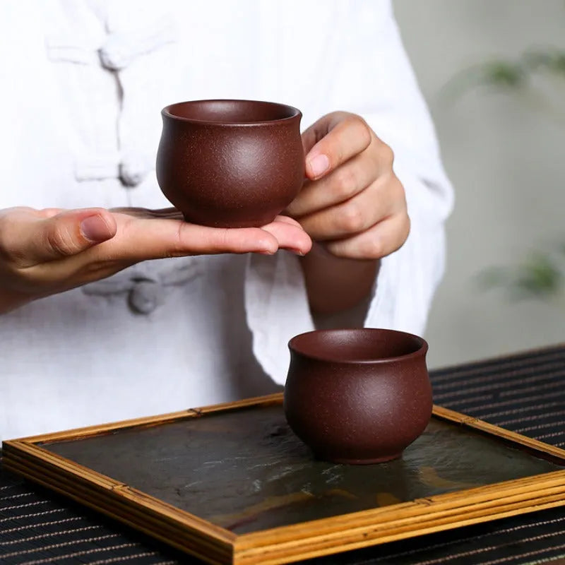 Yixing Zisha Tea Cup [Gao Pan] Di Cao Qing 110ml - YIQIN TEA HOUSE | yiqinteahouse.com | tea cup, teaware