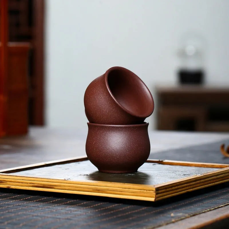 Yixing Zisha Tea Cup [Gao Pan] Di Cao Qing 110ml - YIQIN TEA HOUSE | yiqinteahouse.com | tea cup, teaware