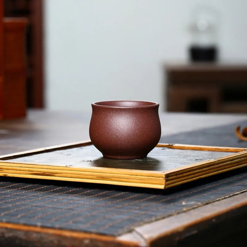 Yixing Zisha Tea Cup [Gao Pan] Di Cao Qing 110ml - YIQIN TEA HOUSE | yiqinteahouse.com | tea cup, teaware