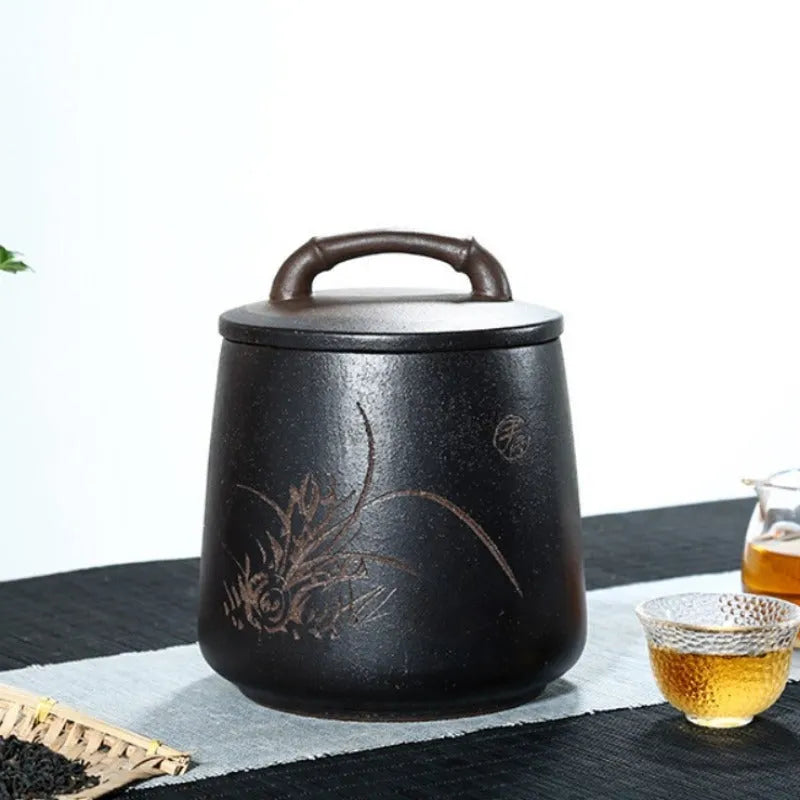 Yixing Zisha Tea Jar Tea Caddy [Four Seasons Shanshui] - YIQIN TEA HOUSE | yiqinteahouse.com | tea accessories, tea jar, teaware