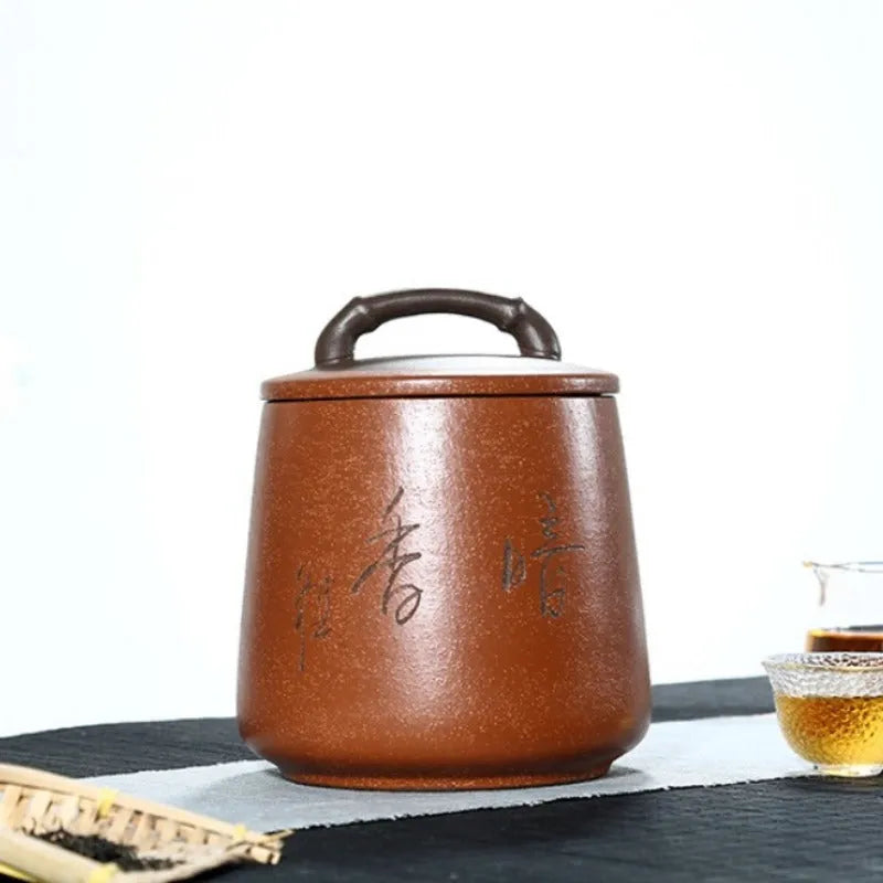 Yixing Zisha Tea Jar Tea Caddy [Four Seasons Shanshui] - YIQIN TEA HOUSE | yiqinteahouse.com | tea accessories, tea jar, teaware