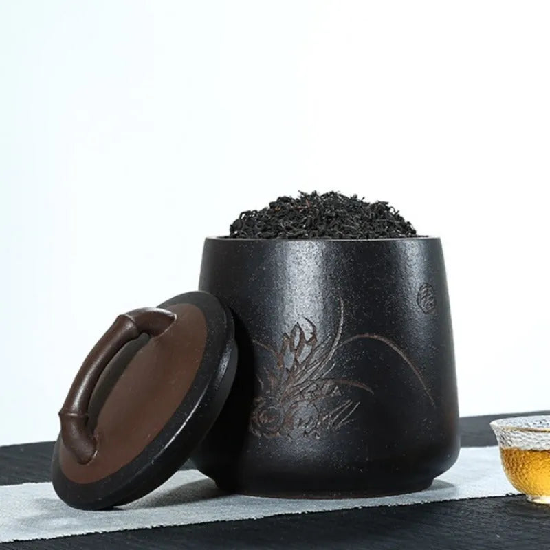 Yixing Zisha Tea Jar Tea Caddy [Four Seasons Shanshui] - YIQIN TEA HOUSE | yiqinteahouse.com | tea accessories, tea jar, teaware