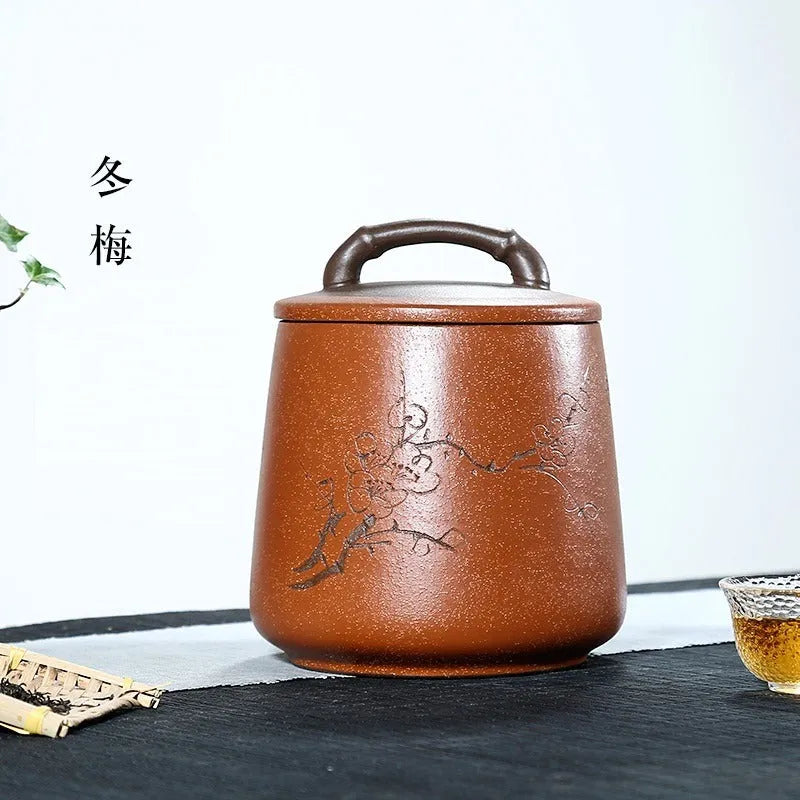 Yixing Zisha Tea Jar Tea Caddy [Four Seasons Shanshui] - YIQIN TEA HOUSE | yiqinteahouse.com | tea accessories, tea jar, teaware