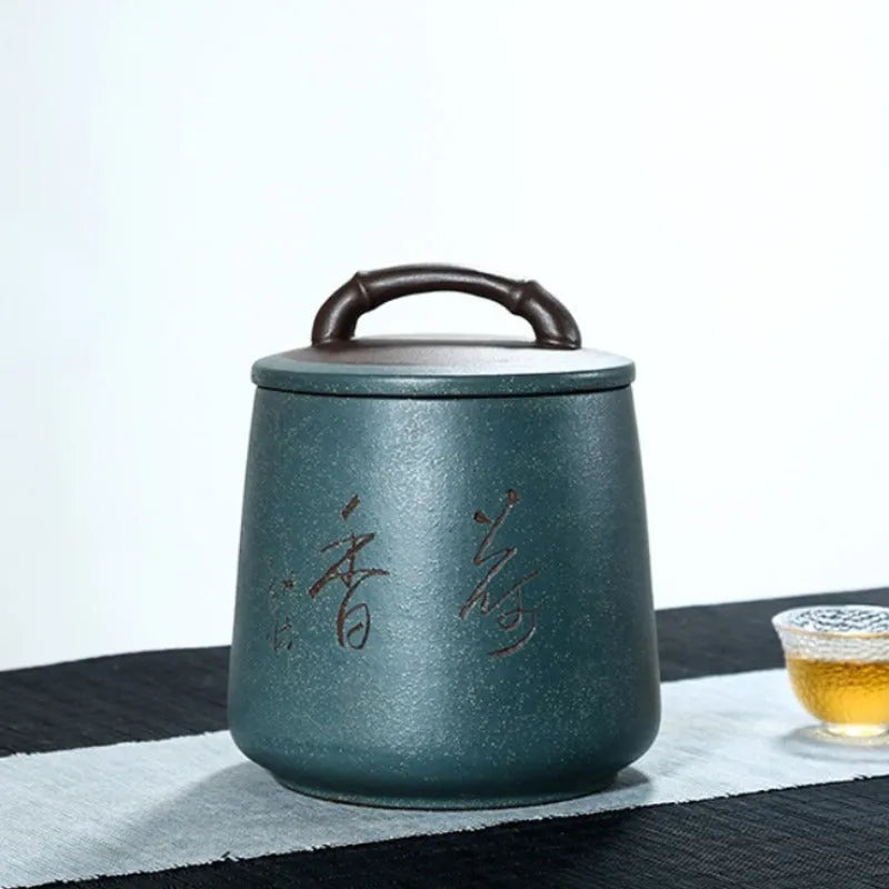 Yixing Zisha Tea Jar Tea Caddy [Four Seasons Shanshui] - YIQIN TEA HOUSE | yiqinteahouse.com | tea accessories, tea jar, teaware