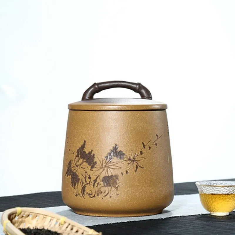 Yixing Zisha Tea Jar Tea Caddy [Four Seasons Shanshui] - YIQIN TEA HOUSE | yiqinteahouse.com | tea accessories, tea jar, teaware