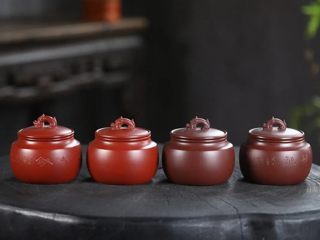 Yixing Zisha Tea Jar Tea Caddy [Jingguan Qinghe] - YIQIN TEA HOUSE | yiqinteahouse.com | tea accessories, tea jar, teaware