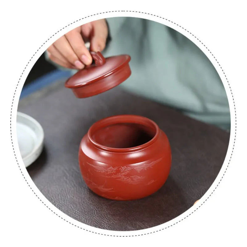 Yixing Zisha Tea Jar Tea Caddy [Jingguan Qinghe] - YIQIN TEA HOUSE | yiqinteahouse.com | tea accessories, tea jar, teaware