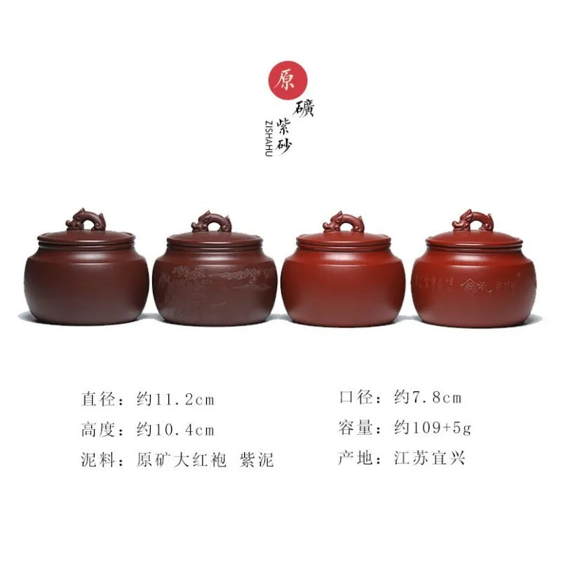 Yixing Zisha Tea Jar Tea Caddy [Jingguan Qinghe] - YIQIN TEA HOUSE | yiqinteahouse.com | tea accessories, tea jar, teaware