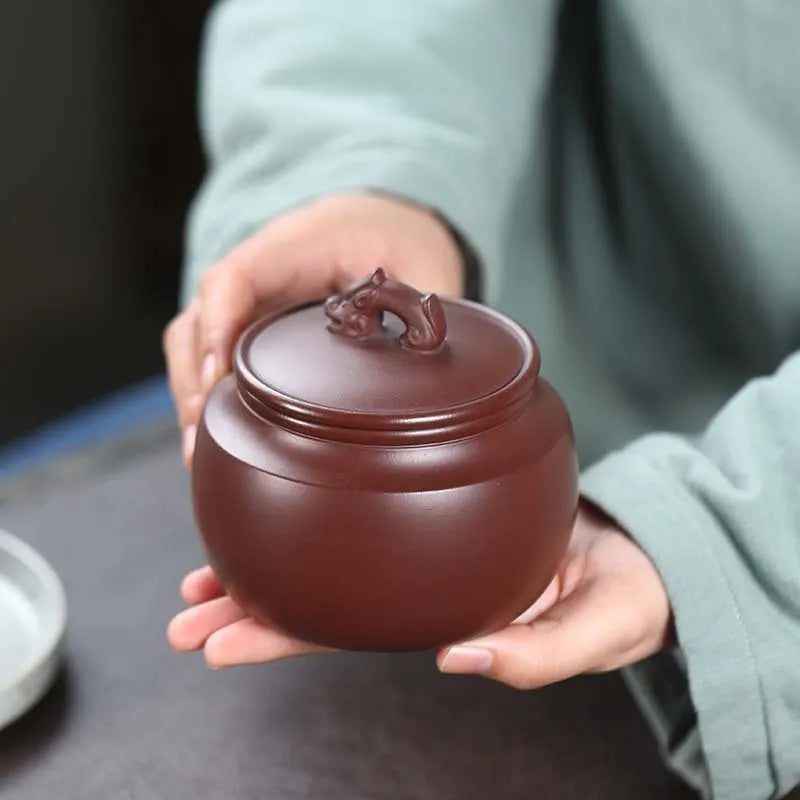 Yixing Zisha Tea Jar Tea Caddy [Jingguan Qinghe] - YIQIN TEA HOUSE | yiqinteahouse.com | tea accessories, tea jar, teaware