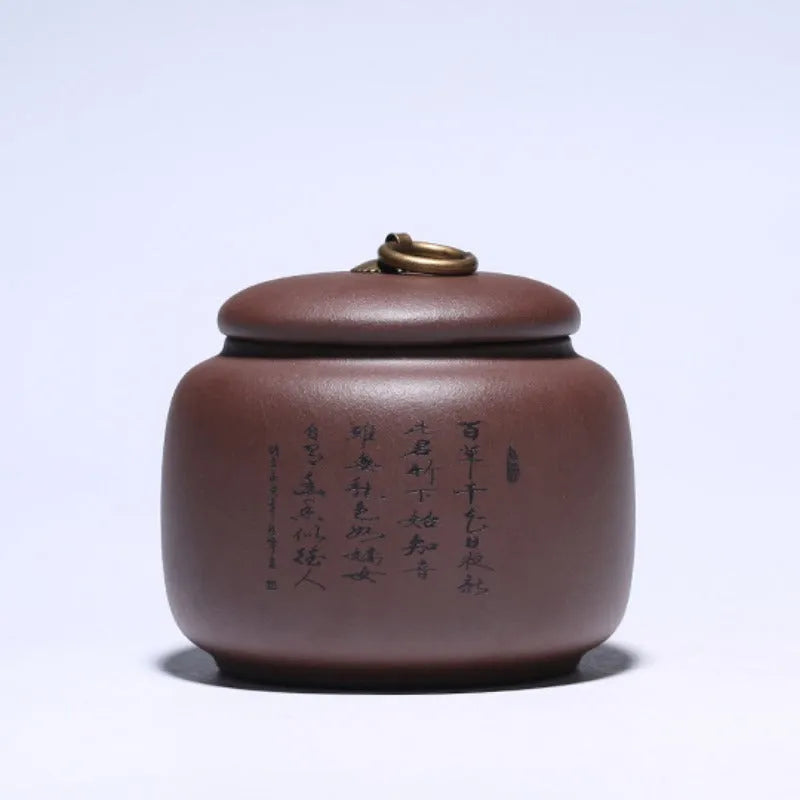 Yixing Zisha Tea Jar Tea Caddy [Plum·Orchid·Bamboo·Chrysanthemum] - YIQIN TEA HOUSE | yiqinteahouse.com | tea accessories, tea jar, teaware