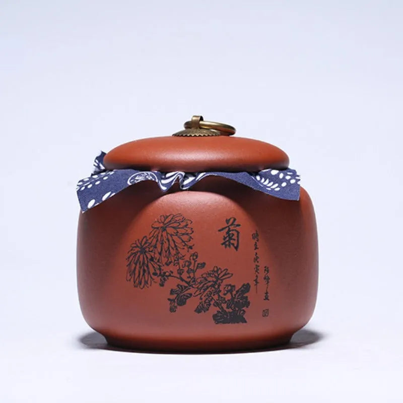 Yixing Zisha Tea Jar Tea Caddy [Plum·Orchid·Bamboo·Chrysanthemum] - YIQIN TEA HOUSE | yiqinteahouse.com | tea accessories, tea jar, teaware