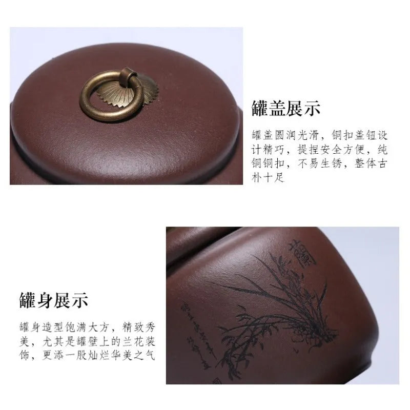 Yixing Zisha Tea Jar Tea Caddy [Plum·Orchid·Bamboo·Chrysanthemum] - YIQIN TEA HOUSE | yiqinteahouse.com | tea accessories, tea jar, teaware