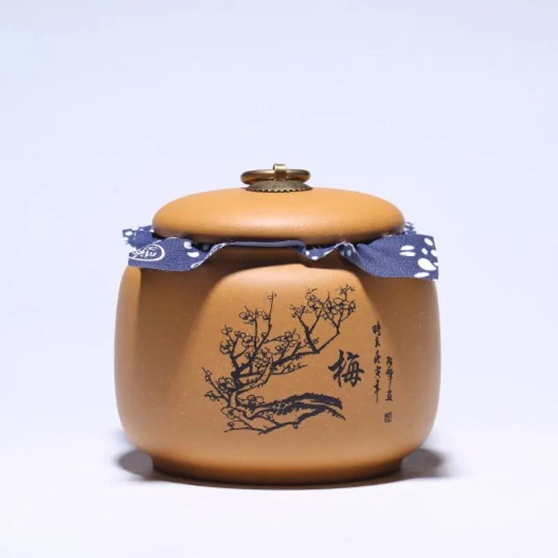 Yixing Zisha Tea Jar Tea Caddy [Plum·Orchid·Bamboo·Chrysanthemum] - YIQIN TEA HOUSE | yiqinteahouse.com | tea accessories, tea jar, teaware