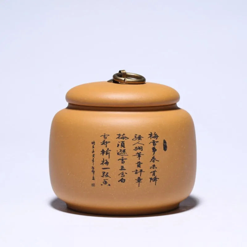 Yixing Zisha Tea Jar Tea Caddy [Plum·Orchid·Bamboo·Chrysanthemum] - YIQIN TEA HOUSE | yiqinteahouse.com | tea accessories, tea jar, teaware