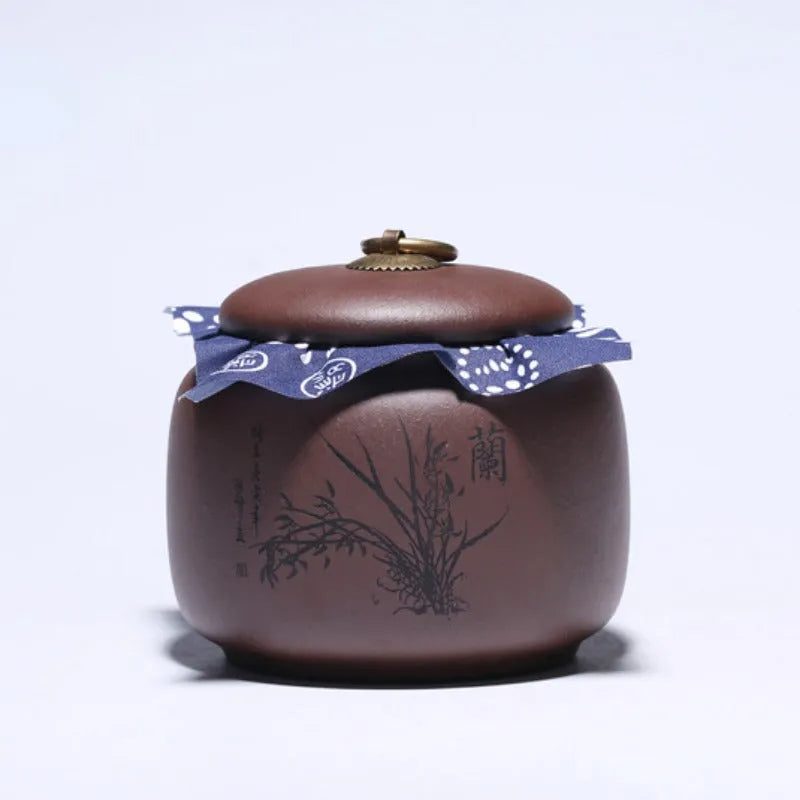 Yixing Zisha Tea Jar Tea Caddy [Plum·Orchid·Bamboo·Chrysanthemum] - YIQIN TEA HOUSE | yiqinteahouse.com | tea accessories, tea jar, teaware