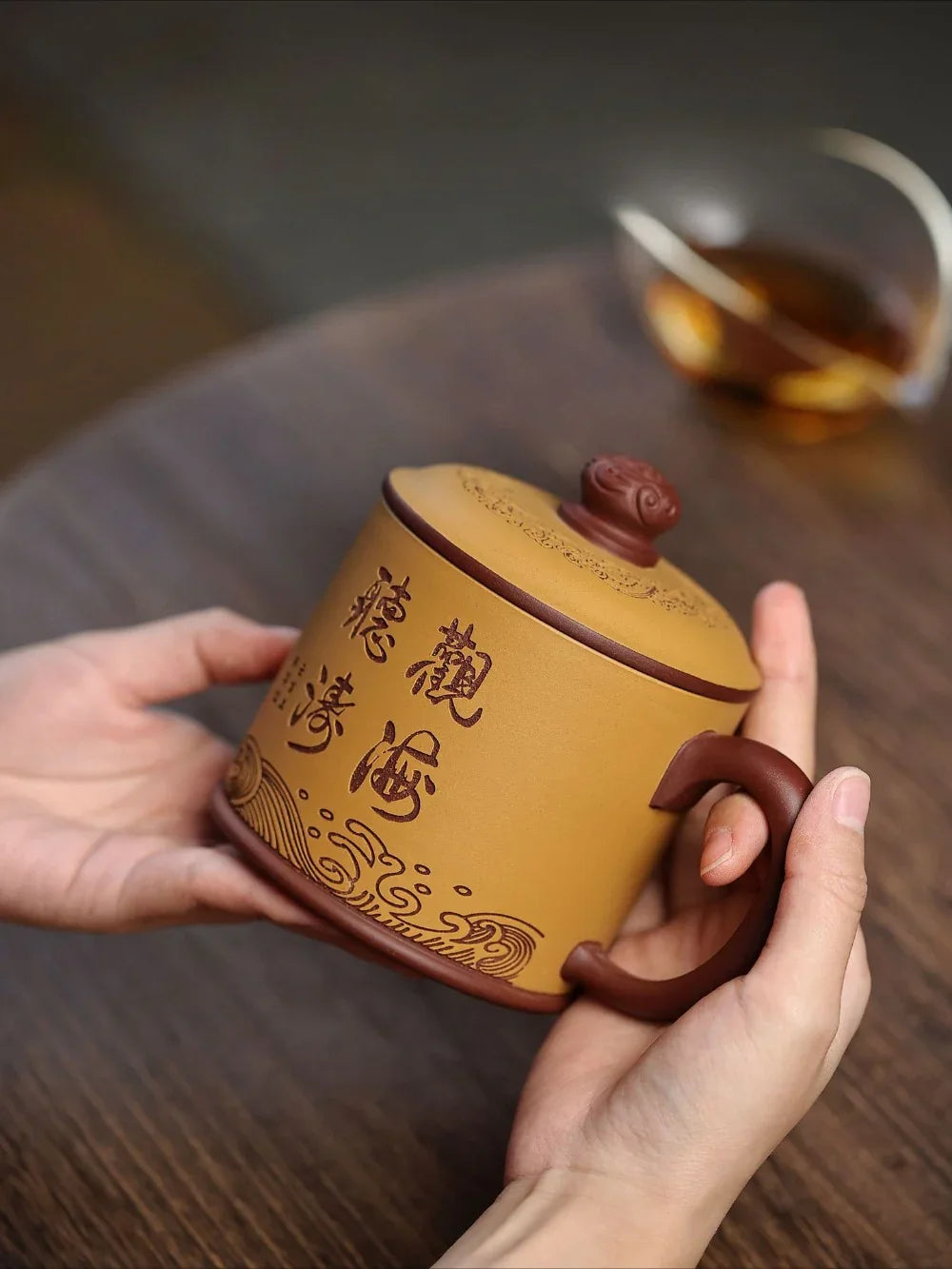 Yixing Zisha Tea Mug [Guanhai Tingtao] (Huangjin Duan Ni / Zi Ni - 500ml) - YIQIN TEA HOUSE | yiqinteahouse.com | tea mug, teaware