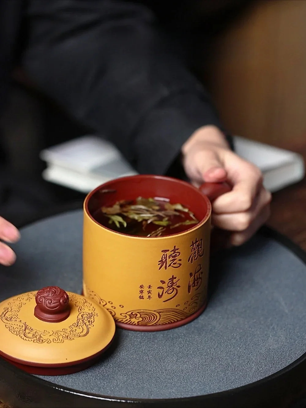 Yixing Zisha Tea Mug [Guanhai Tingtao] (Huangjin Duan Ni / Zi Ni - 500ml) - YIQIN TEA HOUSE | yiqinteahouse.com | tea mug, teaware