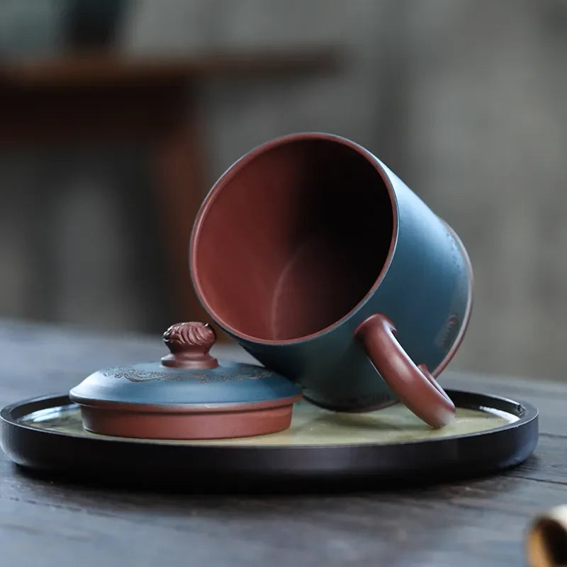 Yixing Zisha Tea Mug [Guanhai Tingtao/Shanshui] (Di Cao Qing / Lu Ni - 500ml) - YIQIN TEA HOUSE | yiqinteahouse.com | new arrival, tea mug, teaware