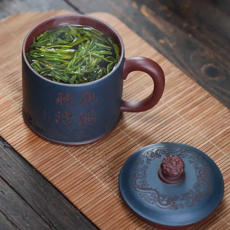 Yixing Zisha Tea Mug [Guanhai Tingtao/Shanshui] (Di Cao Qing / Lu Ni - 500ml) - YIQIN TEA HOUSE | yiqinteahouse.com | new arrival, tea mug, teaware